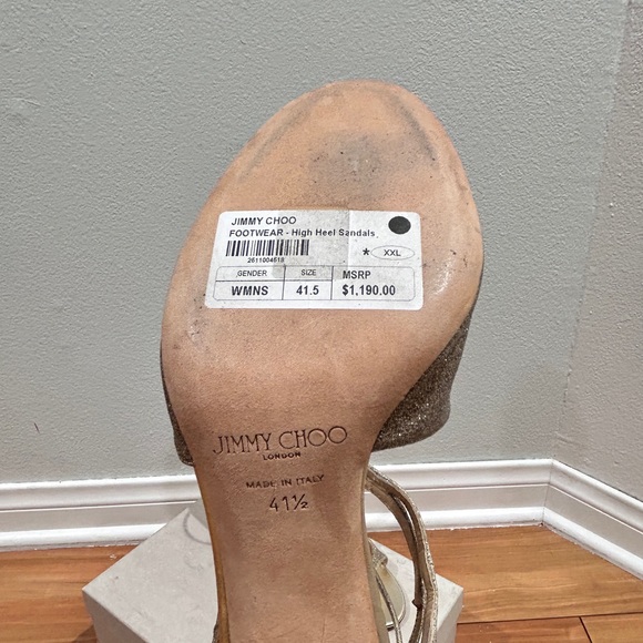 Jimmy Choo Sparkling Gold Heels Size 10.5 - Picture 4 of 7